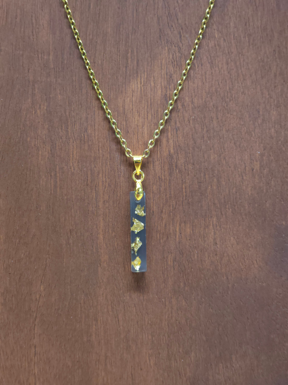 Gold Flake Resin Bar Necklace