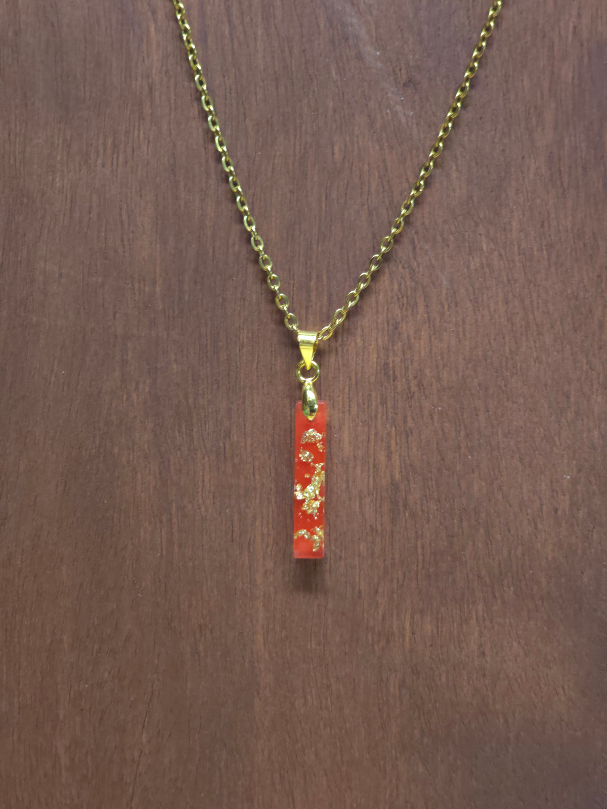 Gold Flake Resin Bar Necklace
