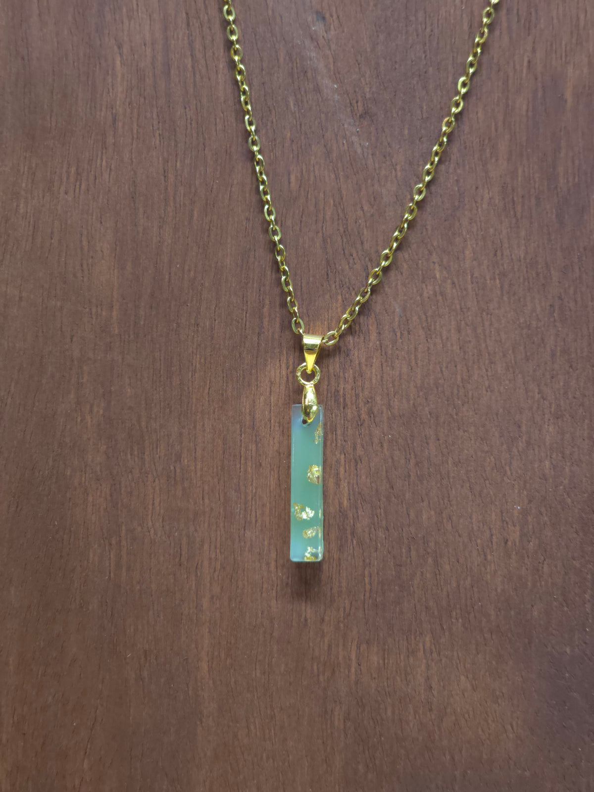 Gold Flake Resin Bar Necklace