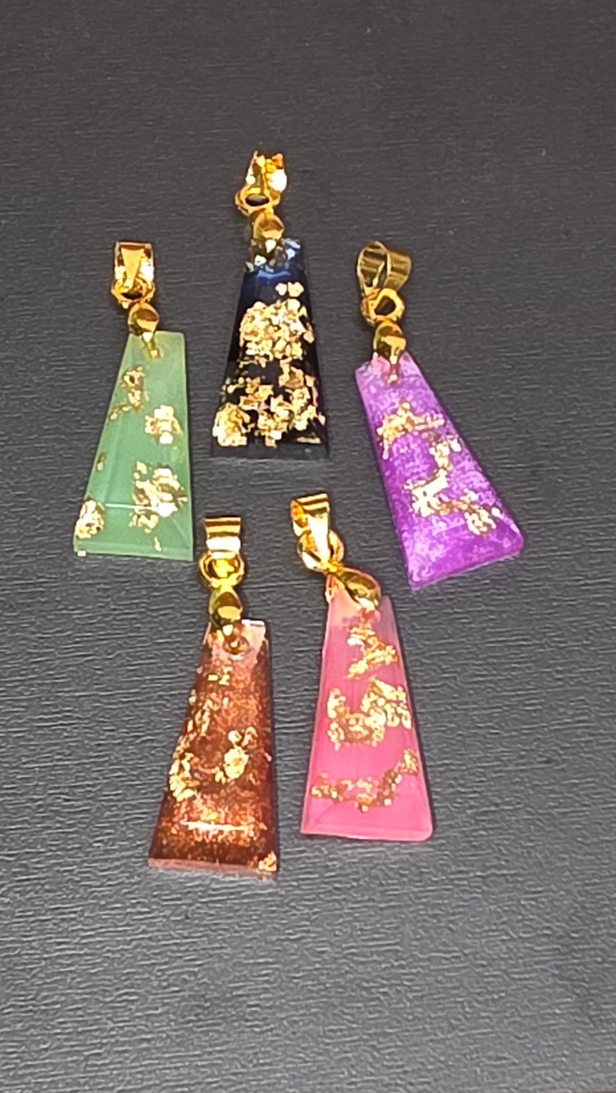 Gold Flake Resin Trapezoid Necklace