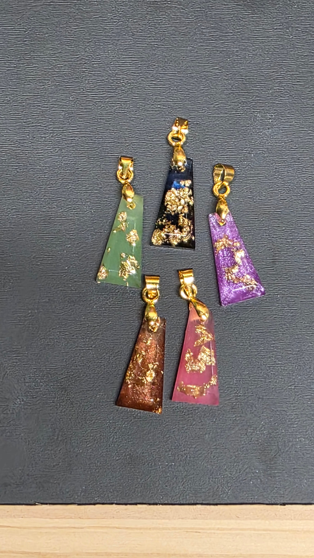 Gold Flake Resin Trapezoid Necklace