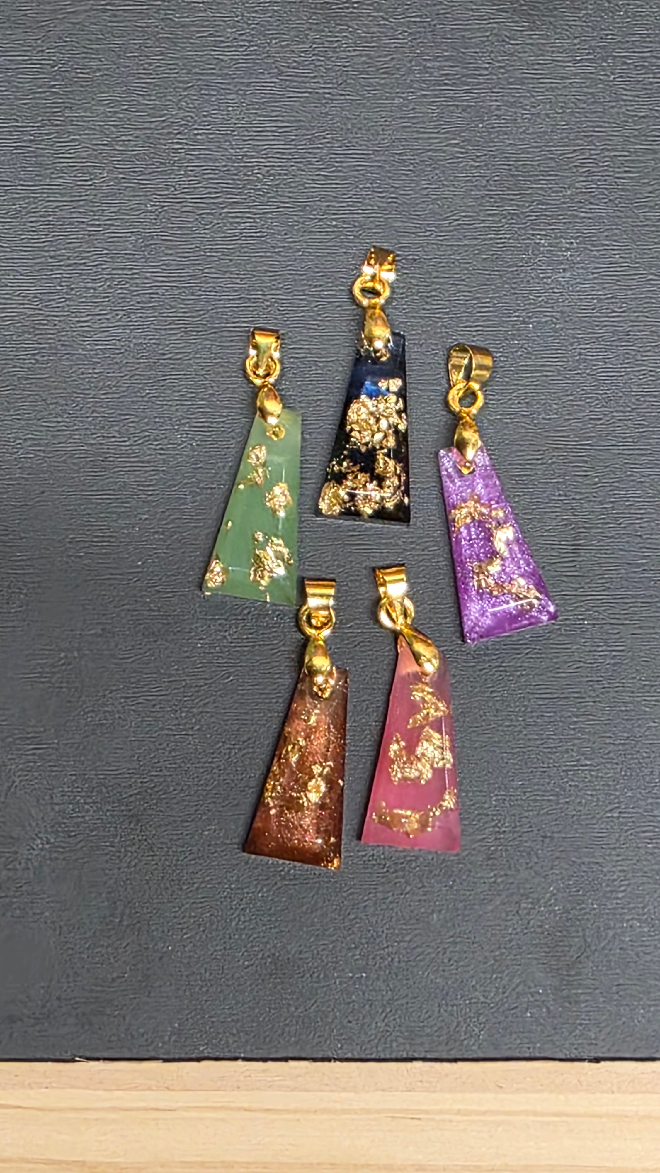 Gold Flake Resin Trapezoid Necklace
