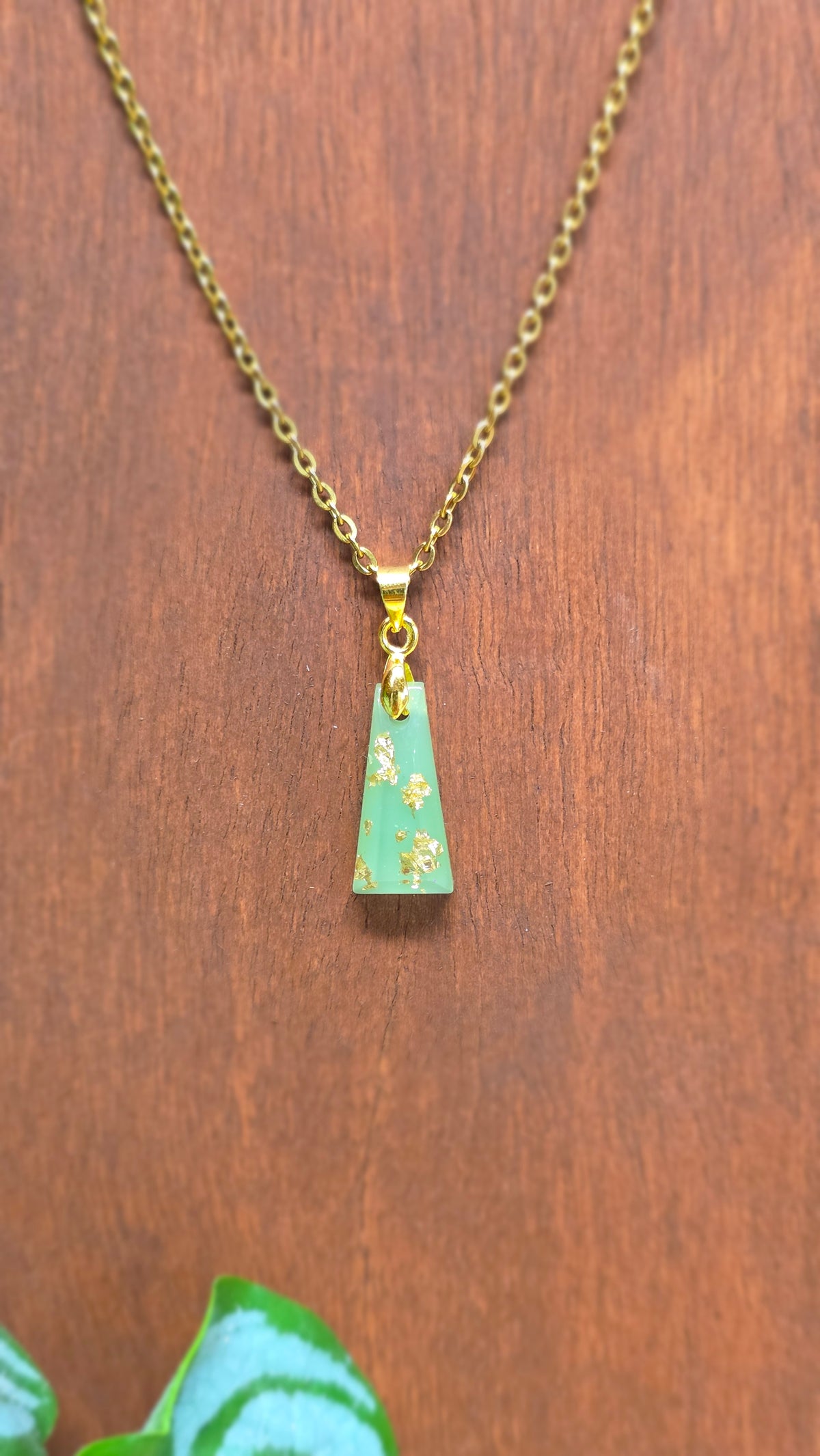 Gold Flake Resin Trapezoid Necklace