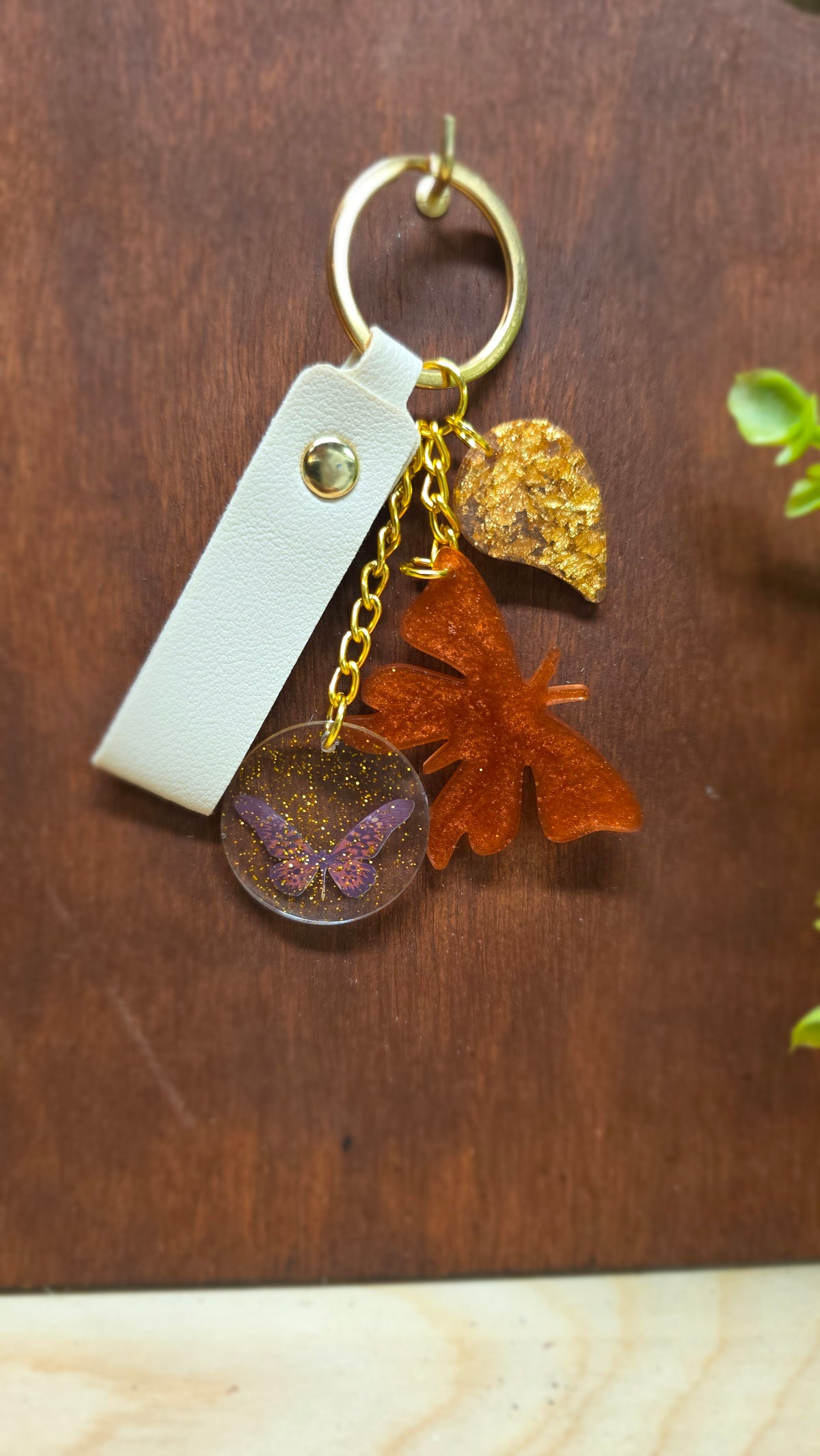 🦋 Autumn Butterfly Resin Charm Keychain